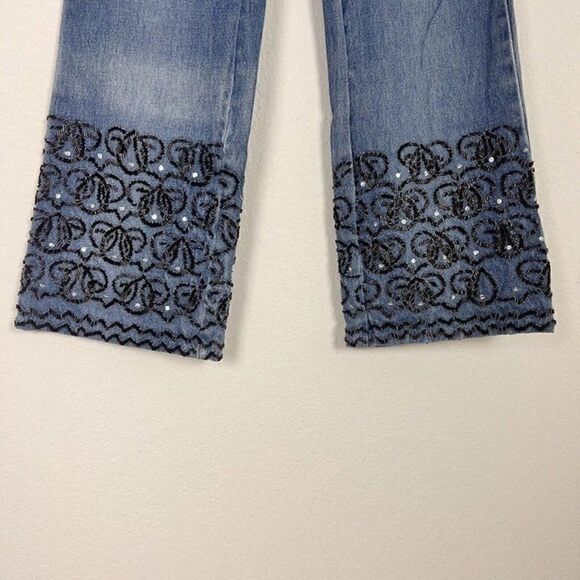 Vintage 90 Spiegel Life Denim Jeans 28” Waist Size 6 Boot Cut Flare Beaded Cuffs - Picture 5 of 10